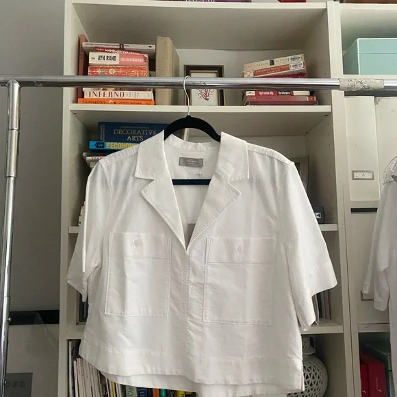 Everlane White Cropped Popover Shirt - Picture 1 of 4